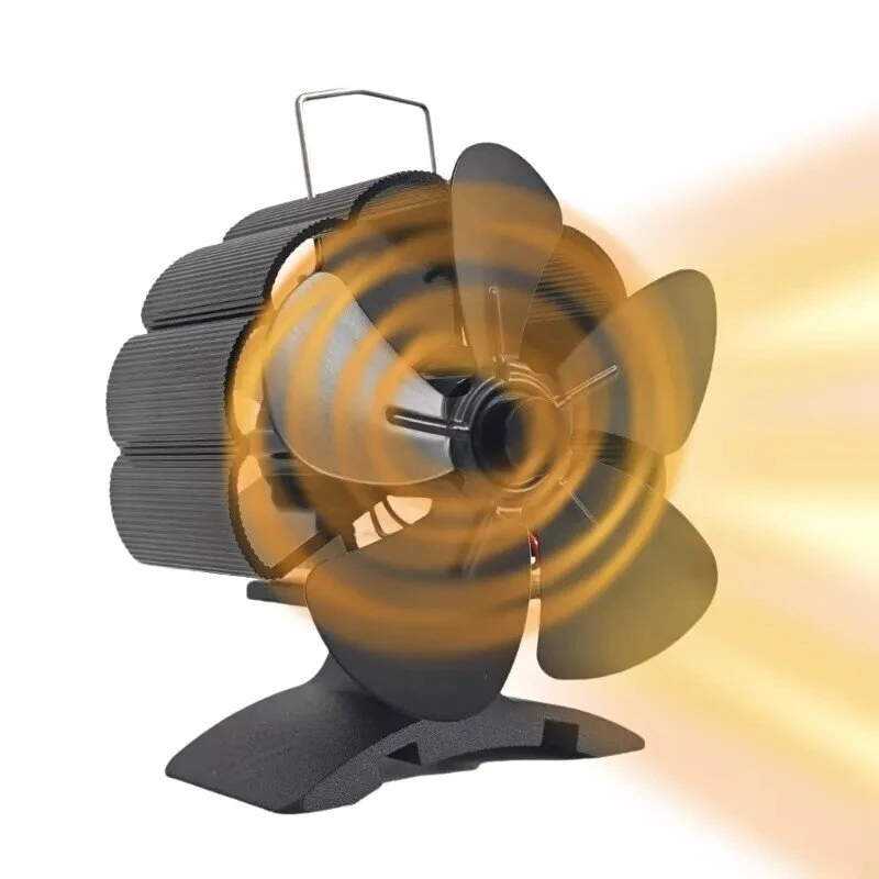 (image for) 5 Blade Heat Powered Wood Stove Fan Fireplace Fan Furnace Air Blower for Wood/Log Burner/Fireplace Eco Friendly Fan-DY385A