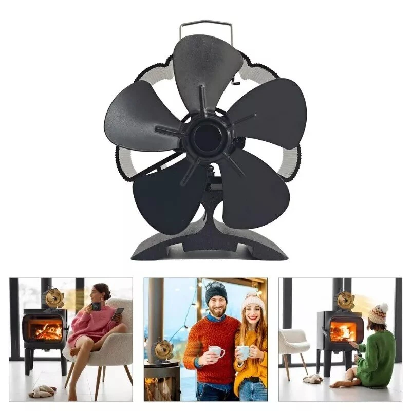 (image for) 5 Blade Heat Powered Wood Stove Fan Fireplace Fan Furnace Air Blower for Wood/Log Burner/Fireplace Eco Friendly Fan-DY385A